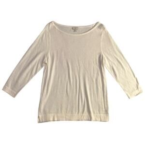 Talbots White Three Quarter Sleeve Shirt